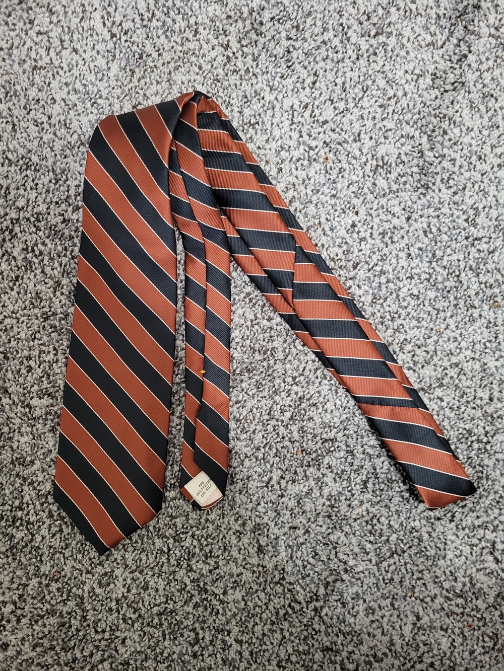 Classic Brownstone Men's Striped Tie in Copper Orange and Black